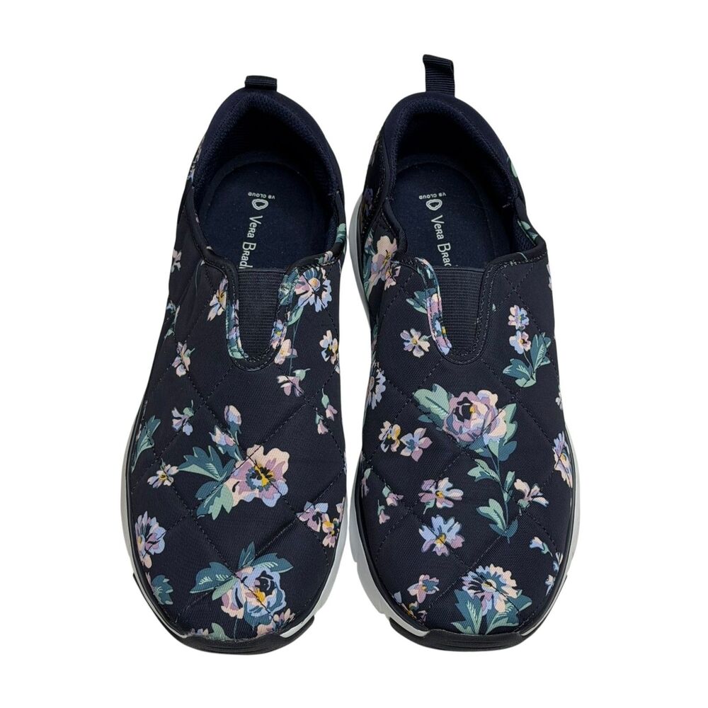 Vera Bradley Cloud Shoes Slip On Quilted Blue Floral Women 10